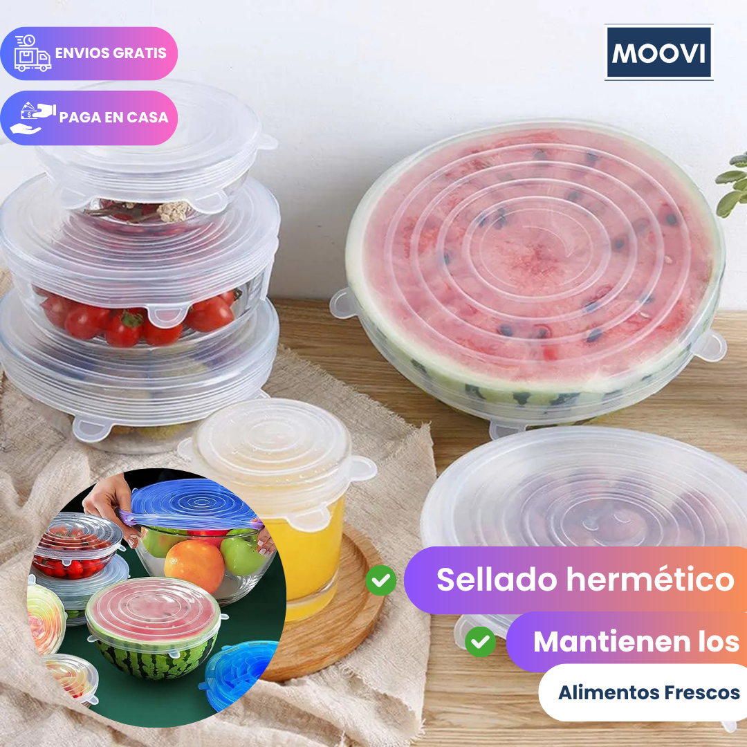 Kit Hermético 6 en 1 – Tapas de Silicona Ajustables