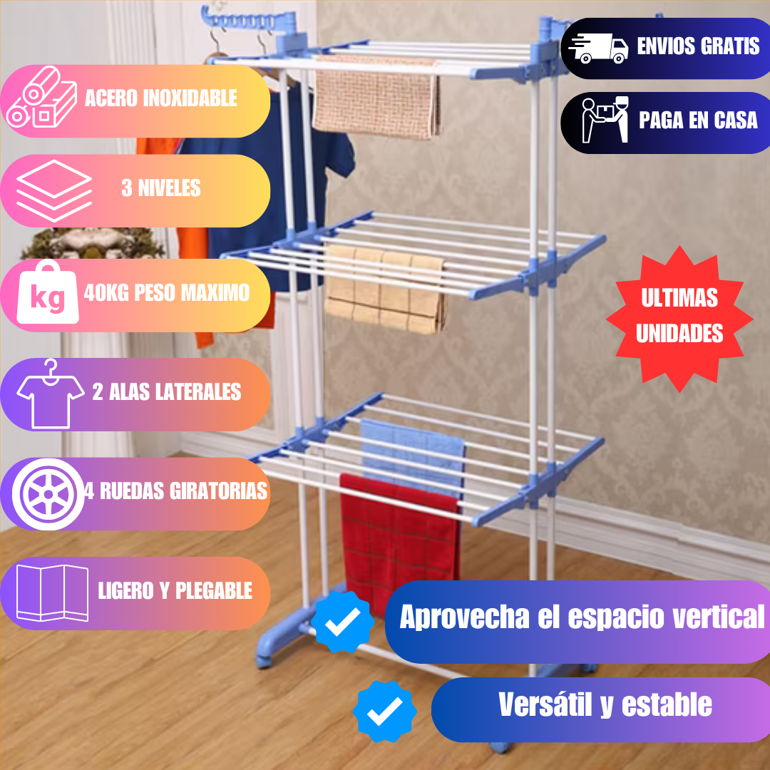 TENDEDERO PLEGABLE 3 NIVELES