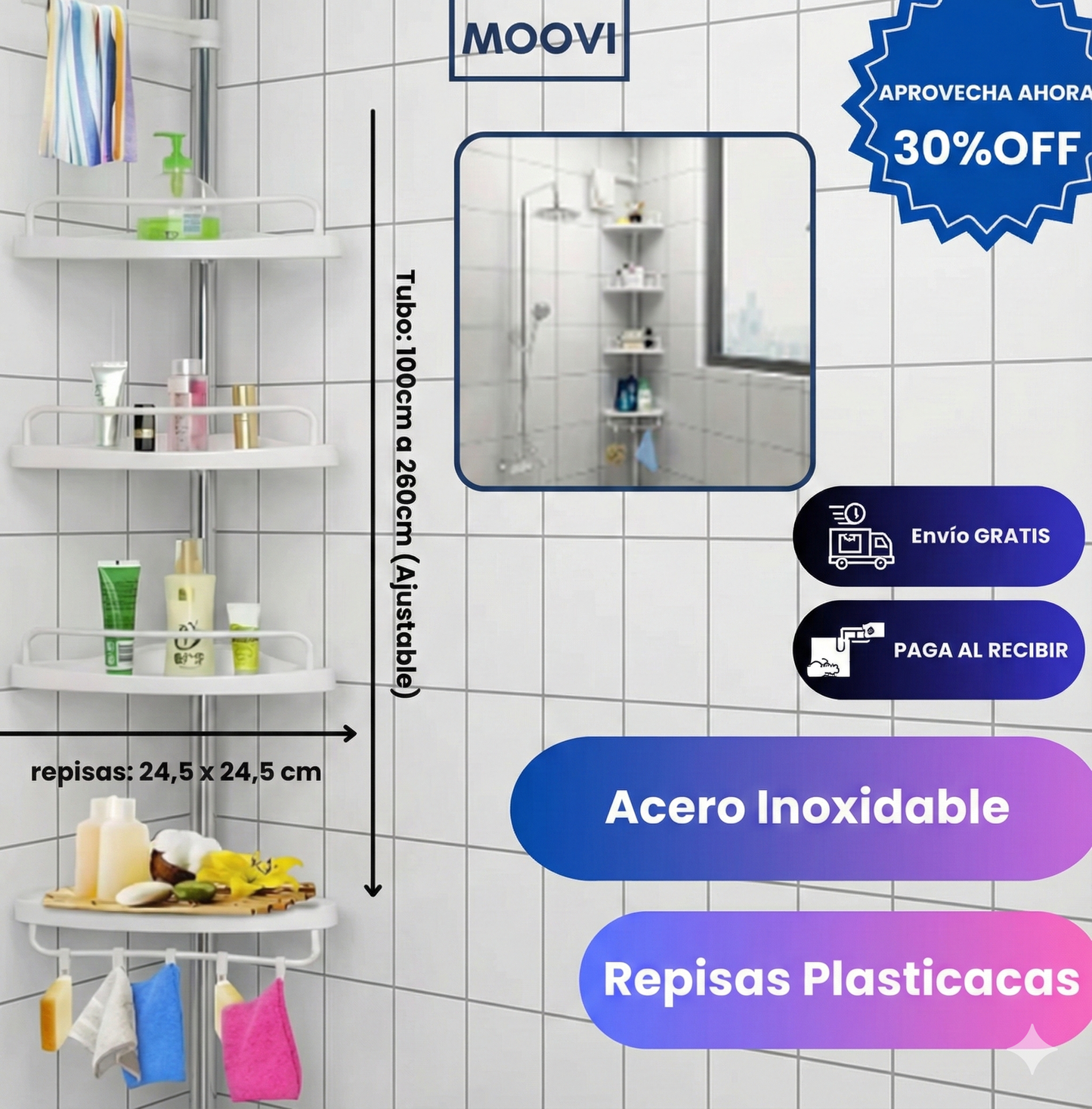 ESQUINERO DE DUCHA AJUSTABLE MULTI USO