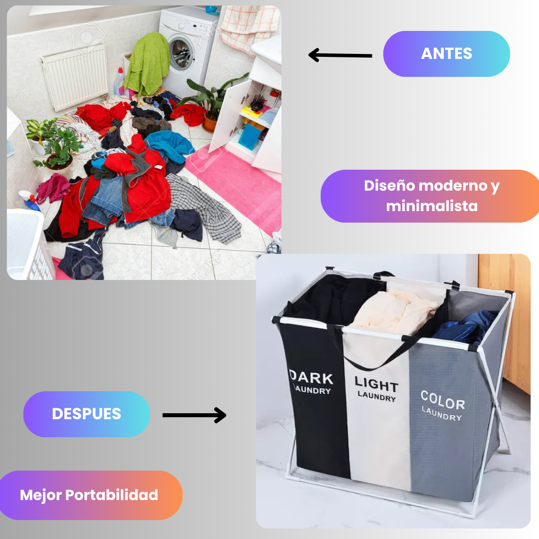 Canasto Cesto Organizador Ropa Sucia Grande Laundry Premium